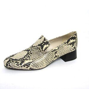 Freda Salvador Womens Size 11 Snake Print Heeled Loafers Black Cream 2" Heel